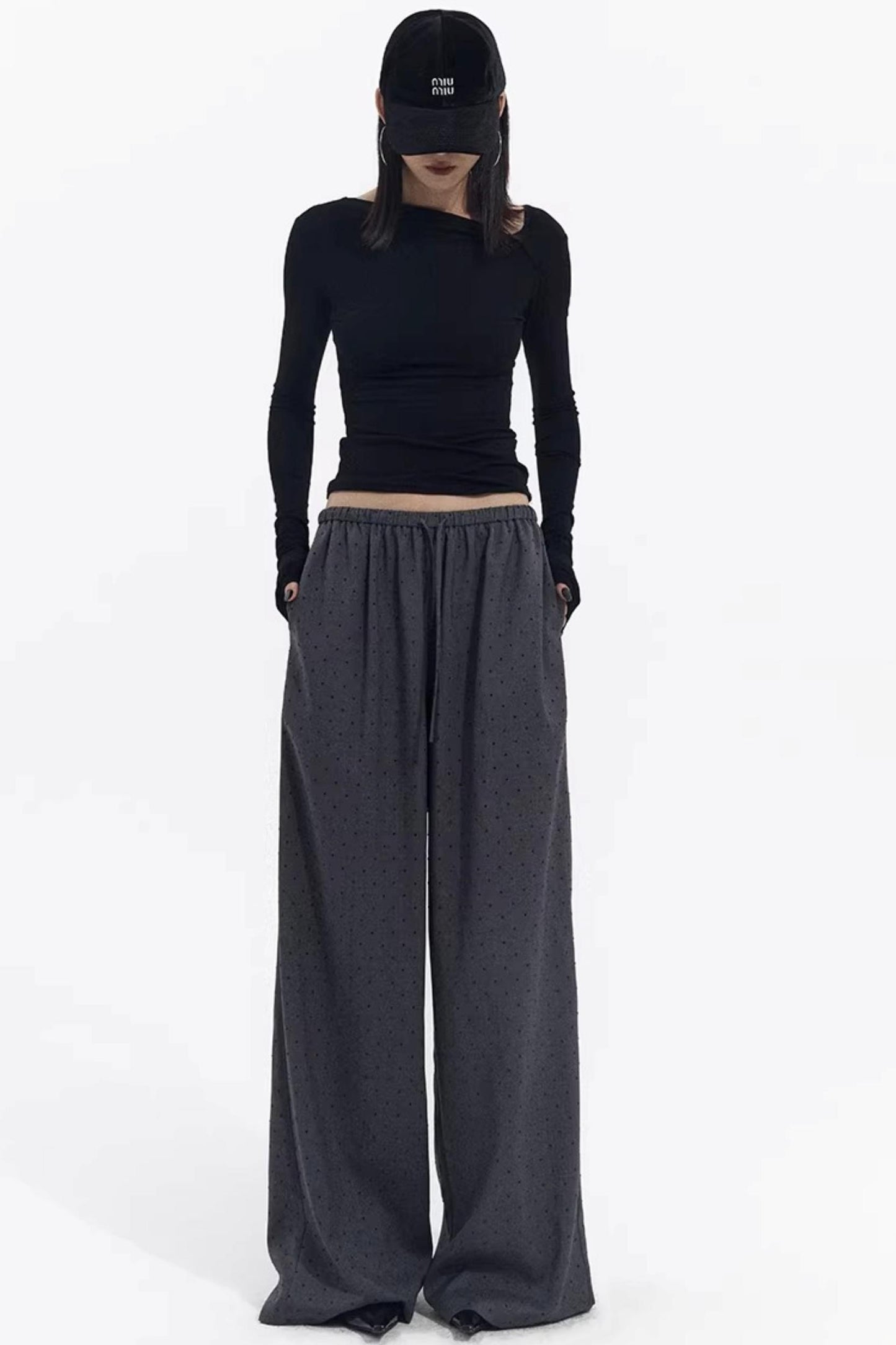 Retro Gray-Red Polka Dot Trousers