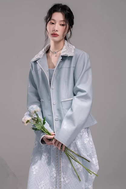 Soft Leather Morning Sky Jacket