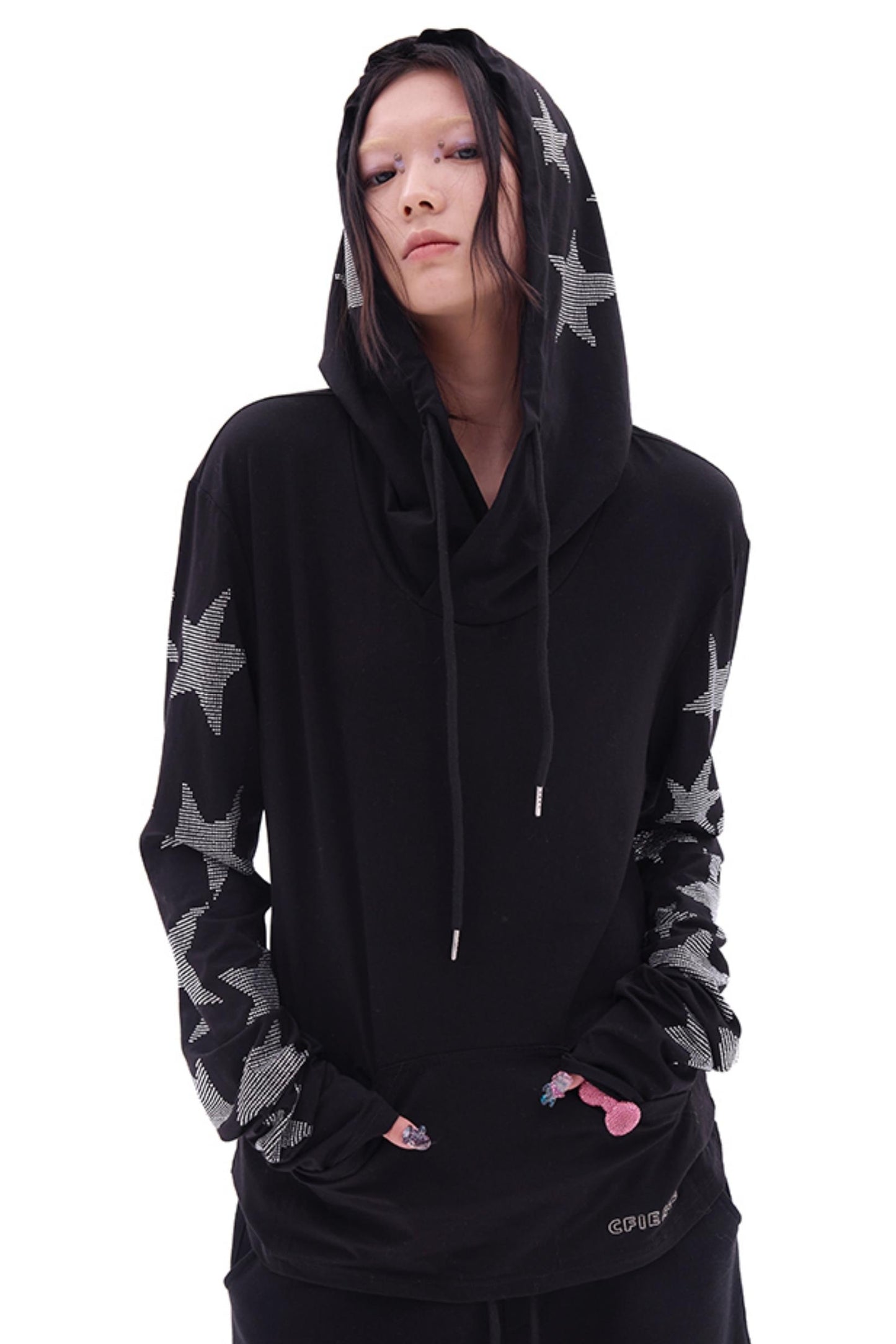 CFIERCE five-pointed star perm long-sleeved hoodie