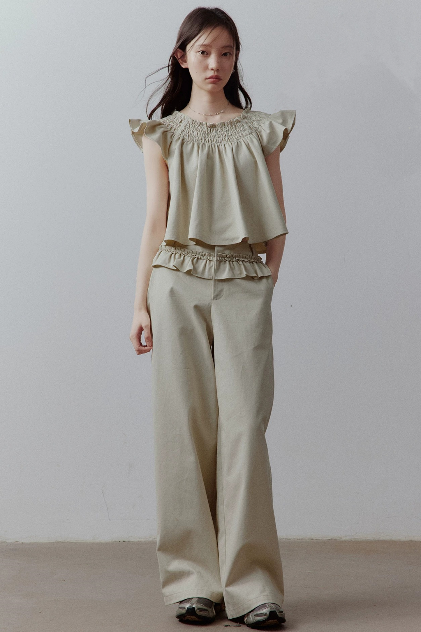 Apricot Gray Babydoll Top