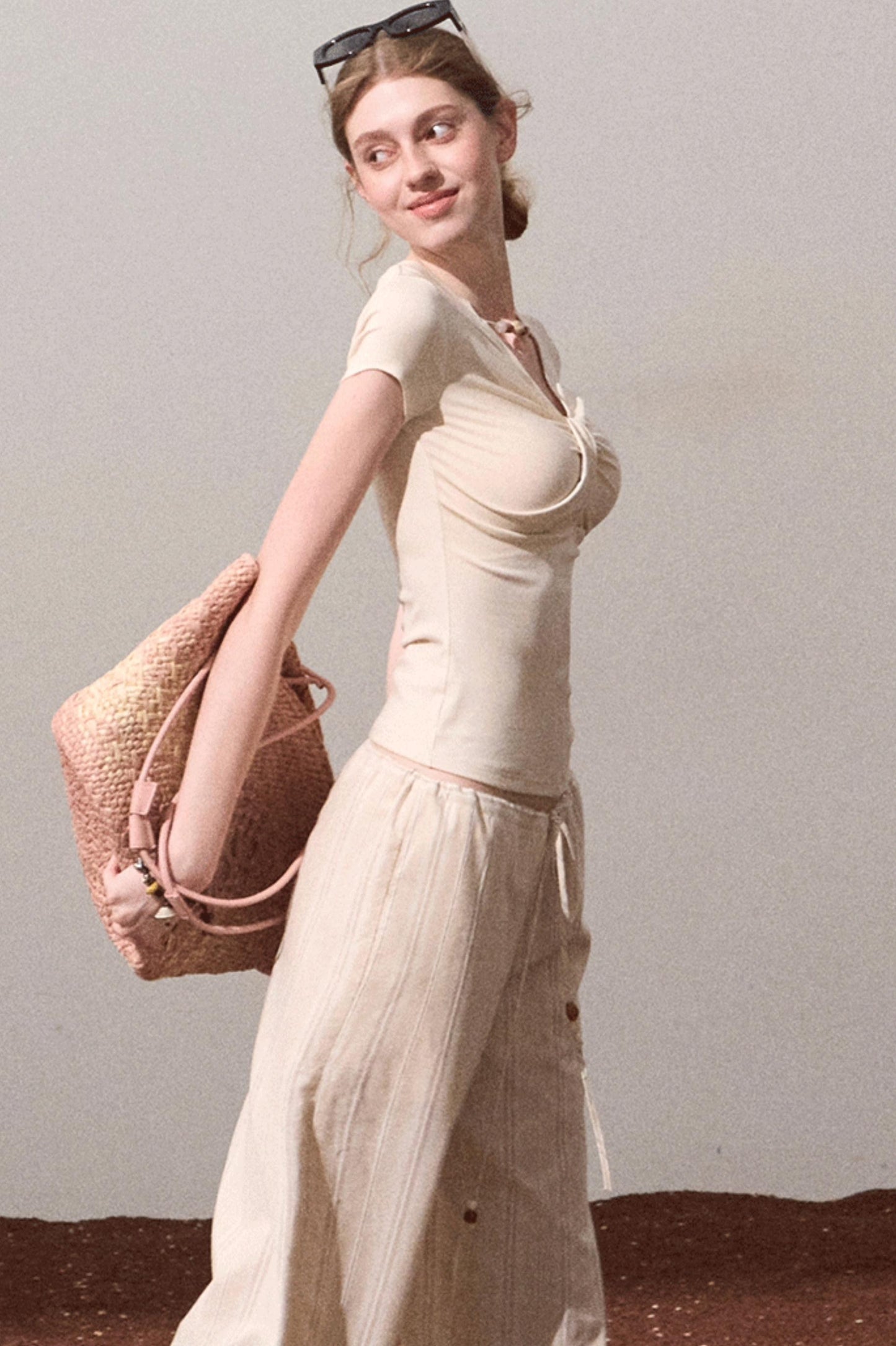 V-Neck Beaded T-Shirt