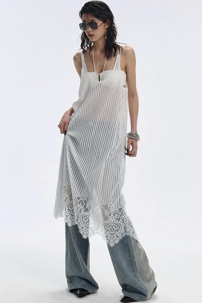 Lace Hem Layered Dress