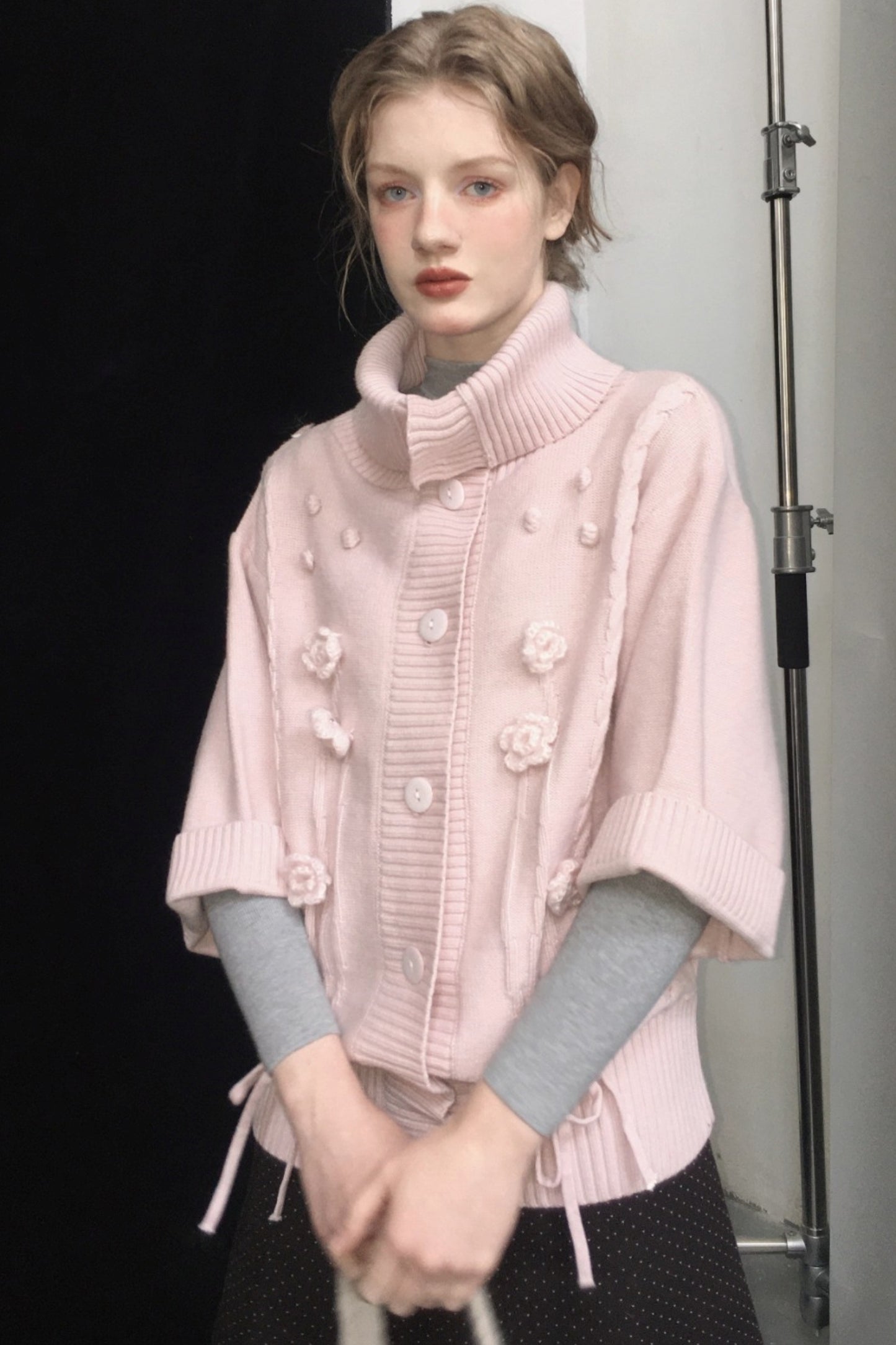 Three-Dimensional Floral Wool Top