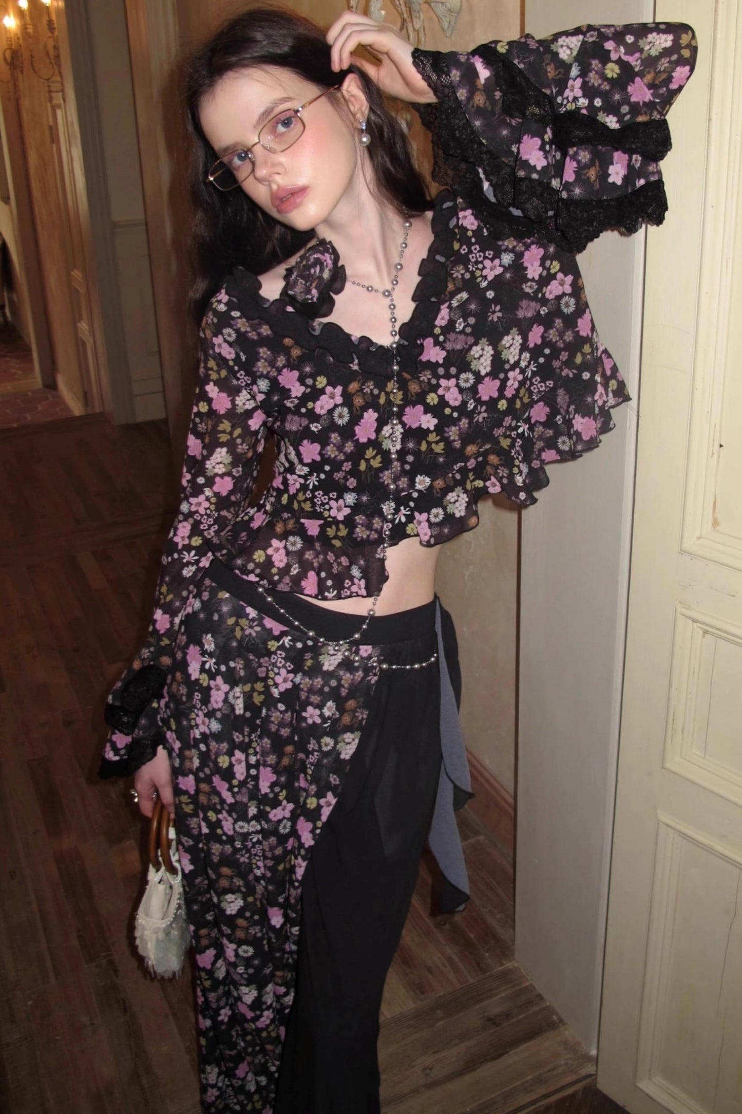 Dark Night Floral Shirt Set-Up