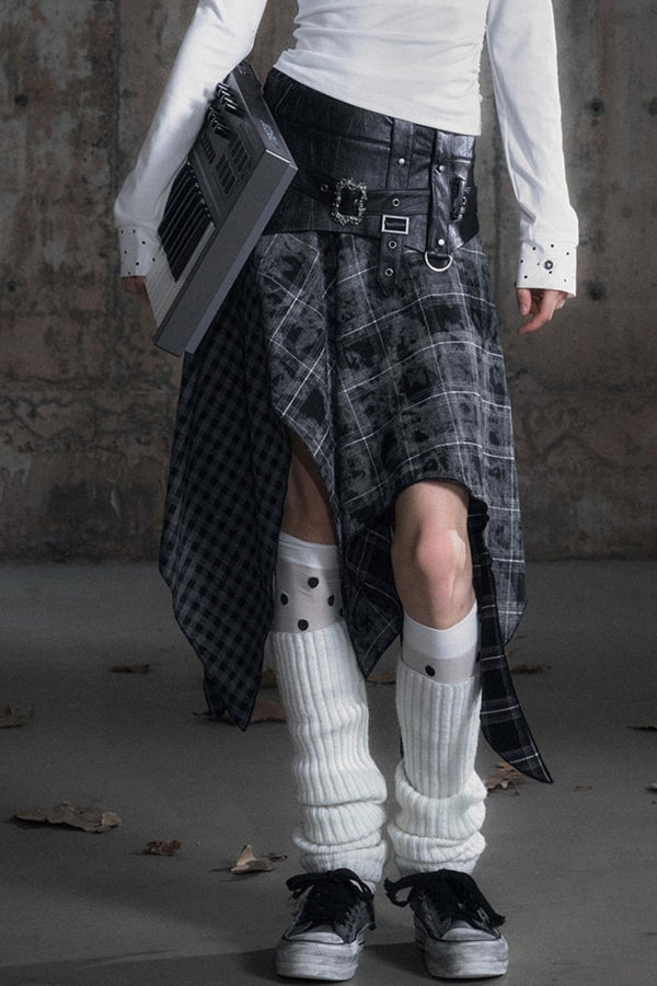 Velvet Plaid Midi Skirt