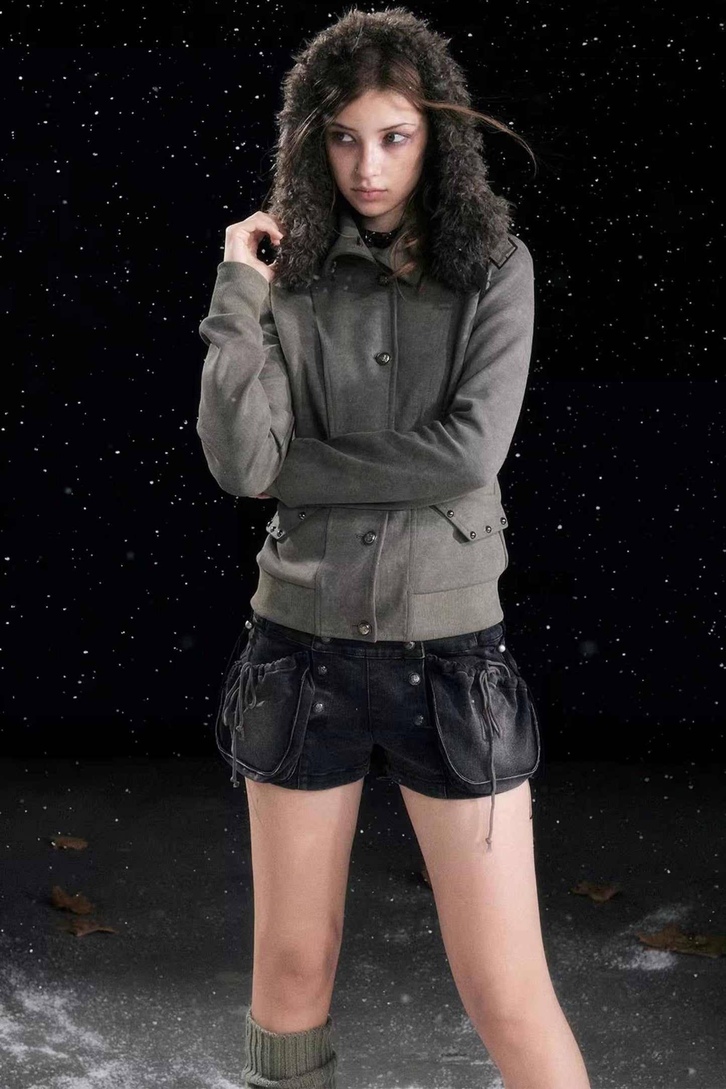 Autumn Flower Bud Denim Shorts