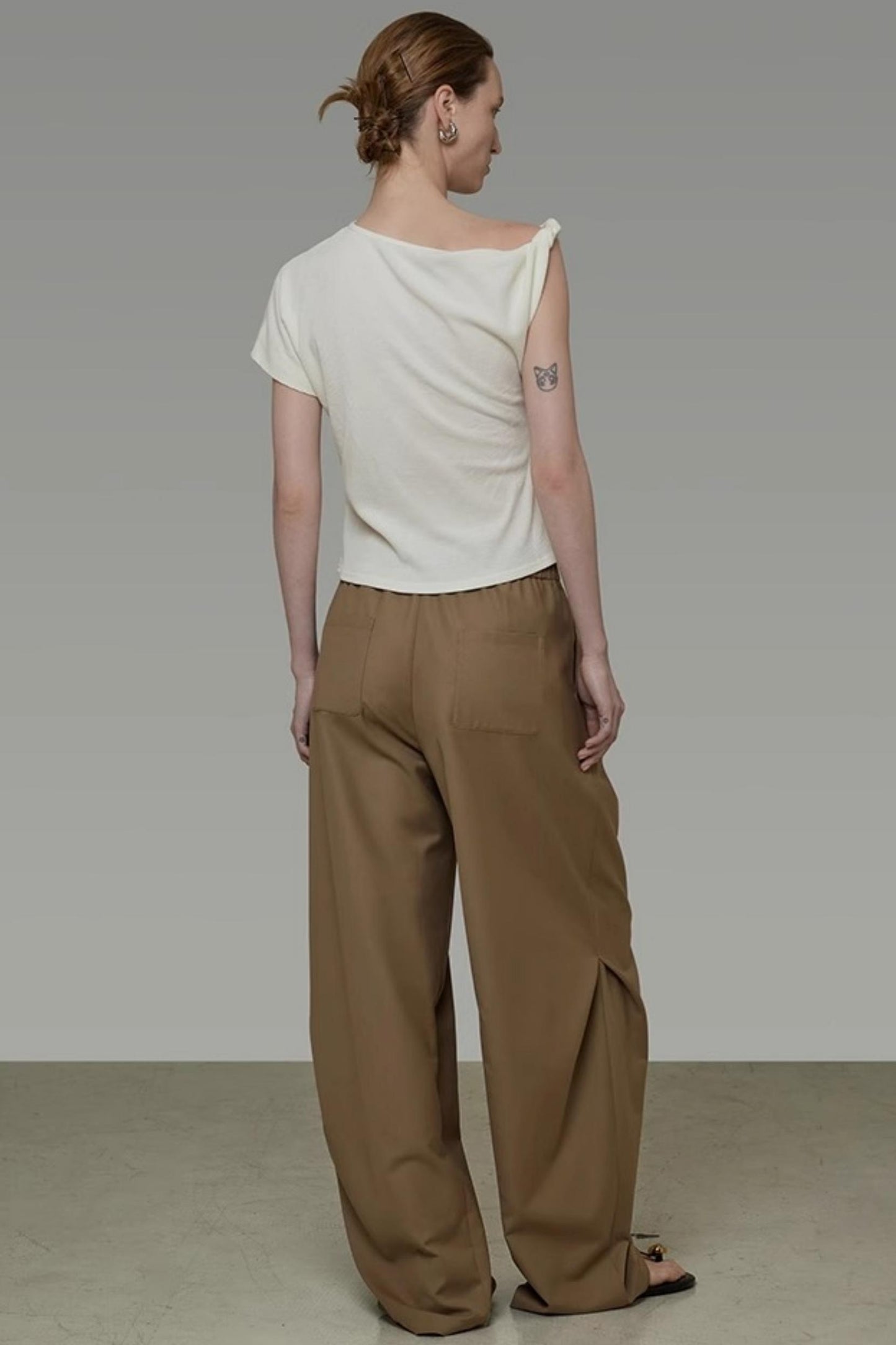 Draped Wide-Leg Pants