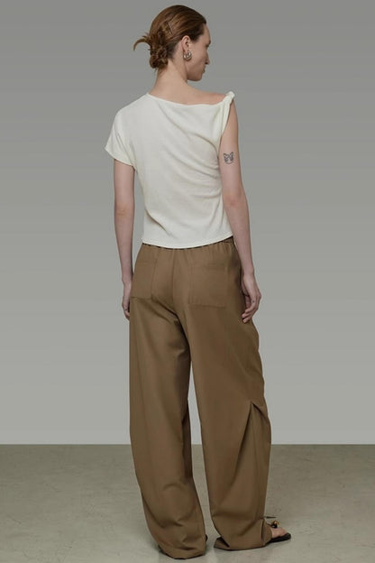 Draped Wide-Leg Pants