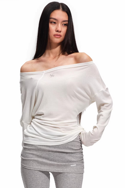 Merino Wool One-Shoulder Knit Top