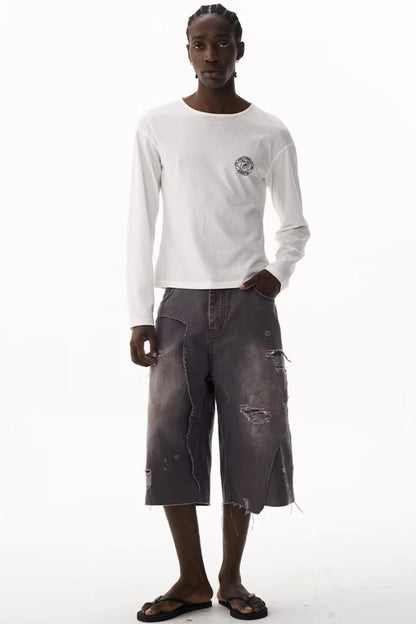 Double-Layer Distressed Shorts