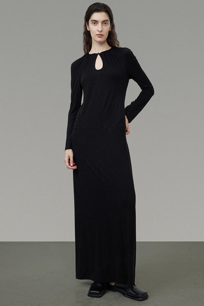 Elegant Black Slim Long Dress