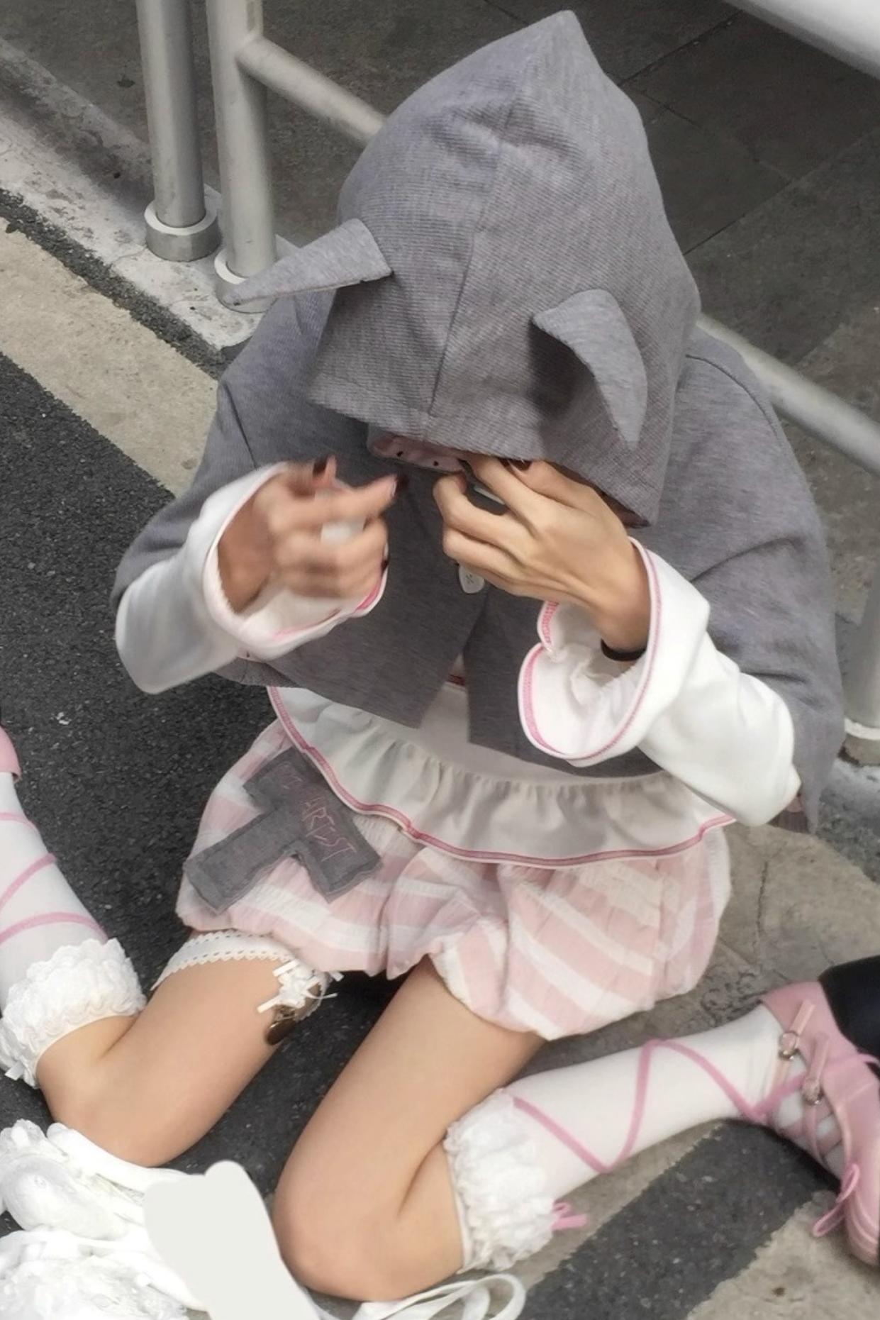 Cute Gray-Pink Cat Ears Hooded Coat