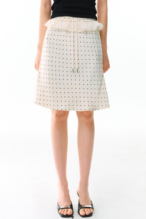 Original Polka Dot Satin A-Line Skirt