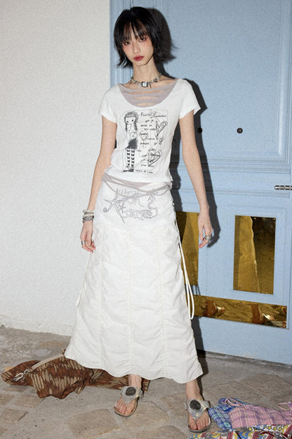 White Pleated A-Line Skirt