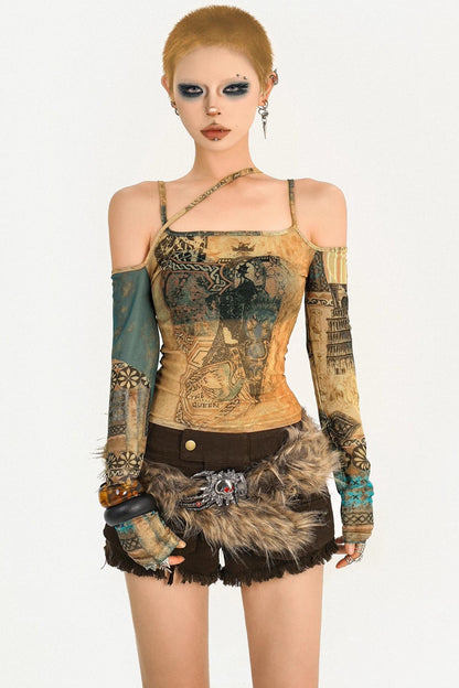 Retro Hairy Skull Scalp Belt