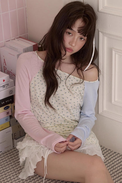 Contrast Color Floral T-Shirt