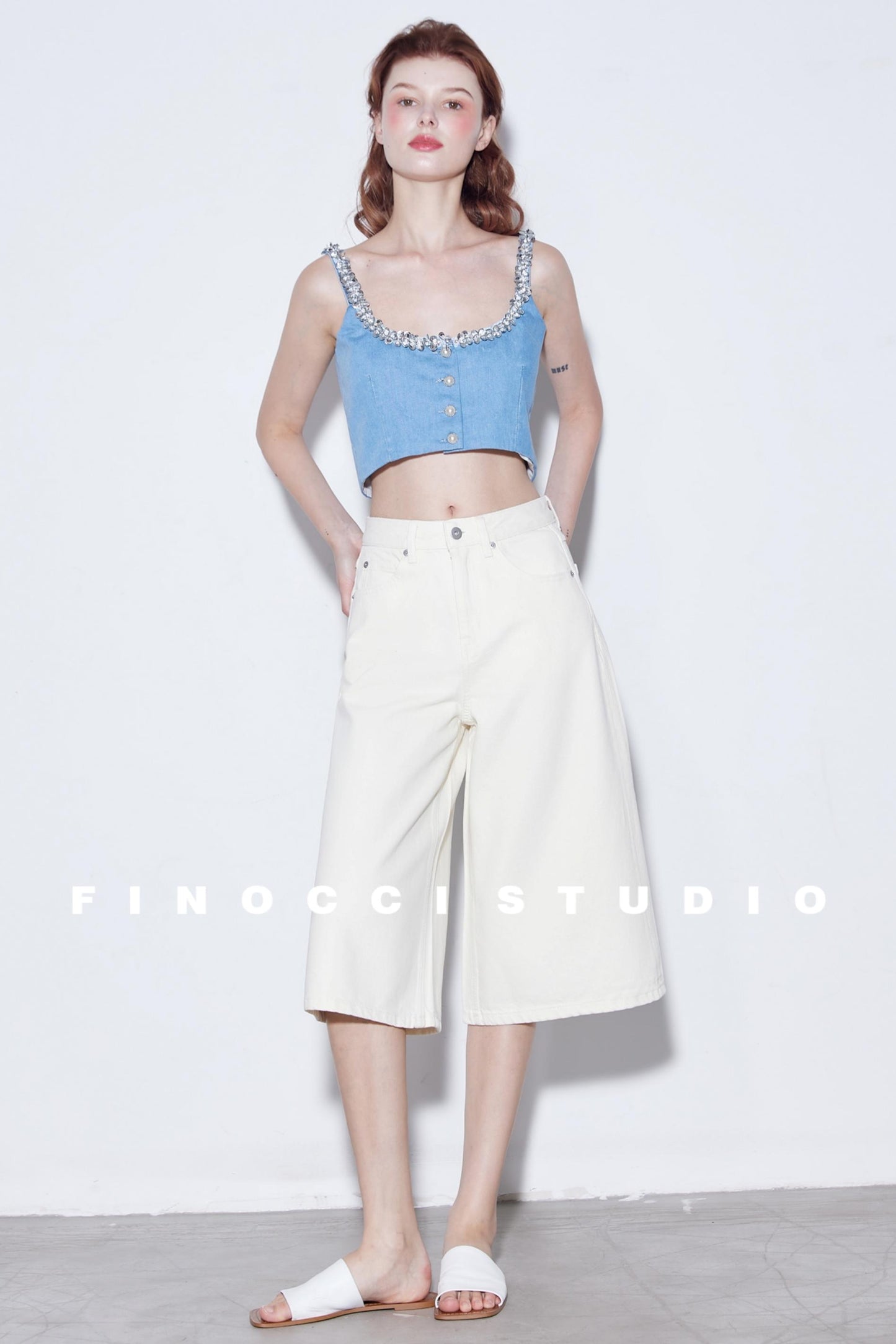 Relaxed Cotton Wide-Leg Denim Shorts