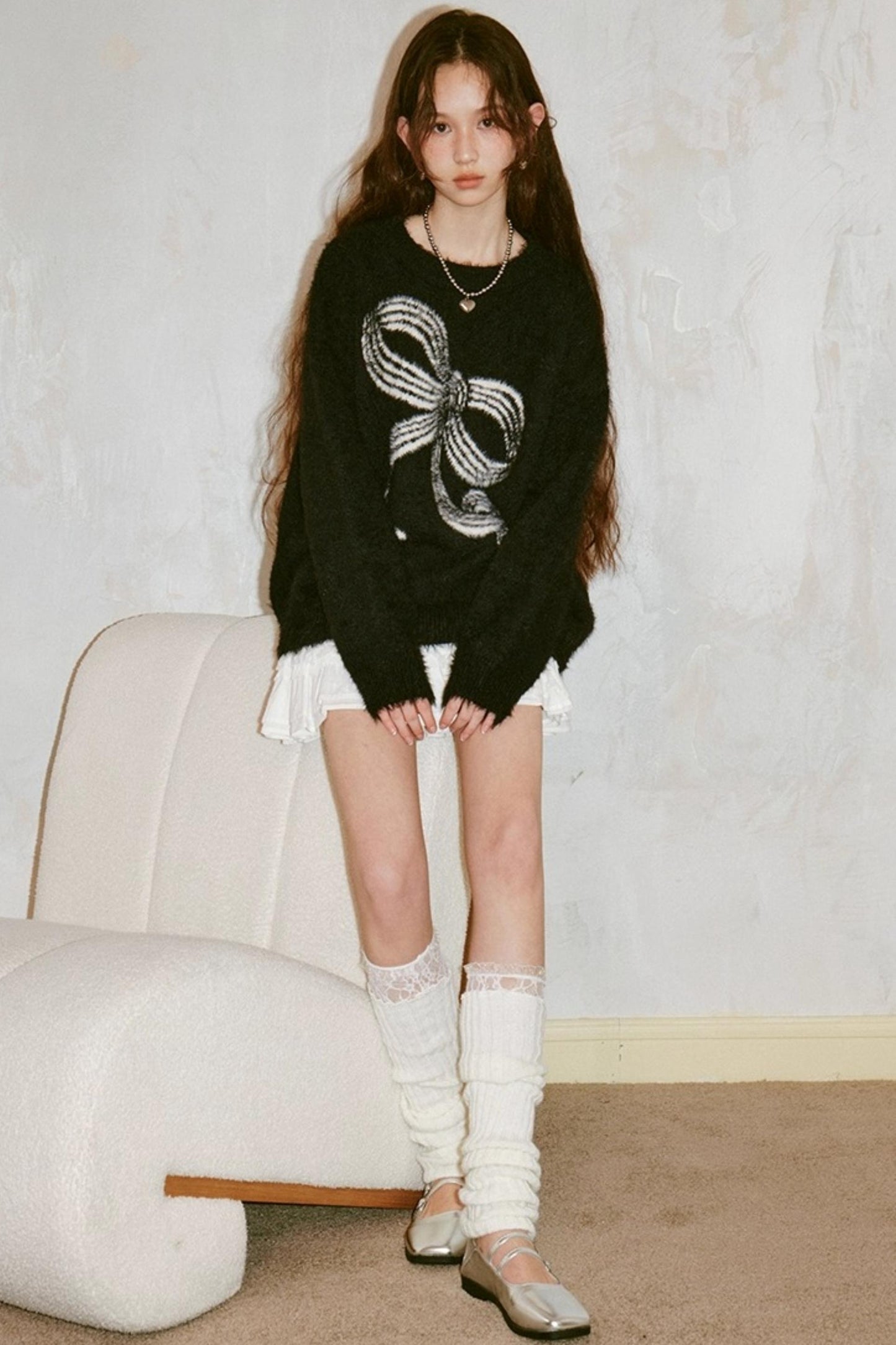 Striped Bow Knit Sweater