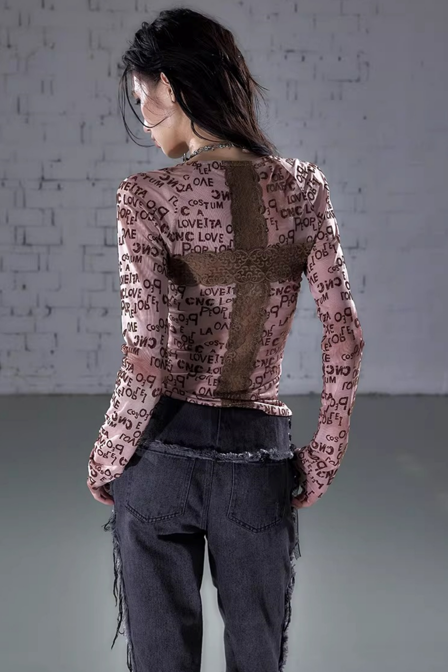 Vintage Samtbluse mit Spitze