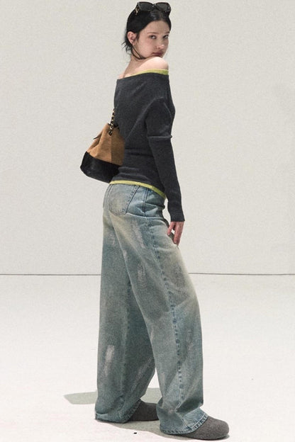 Wool Off-Shoulder Knit Top