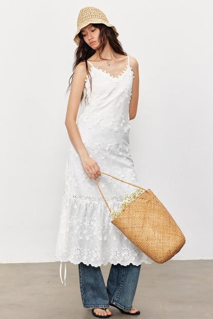 French Floral Lace Waist Slip Dress