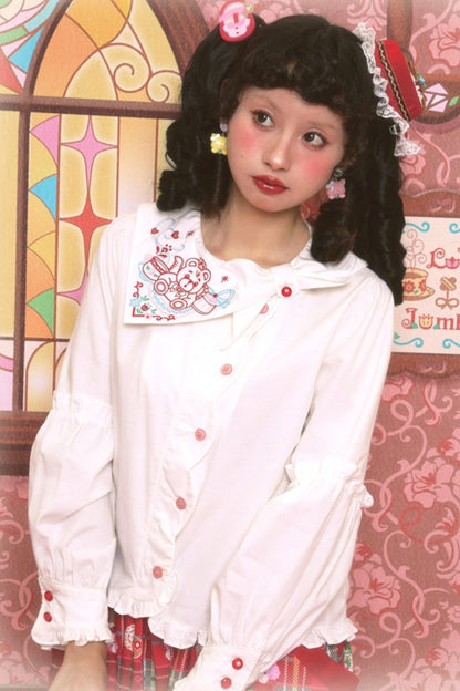 Vintage Embroidery Collar Shirt