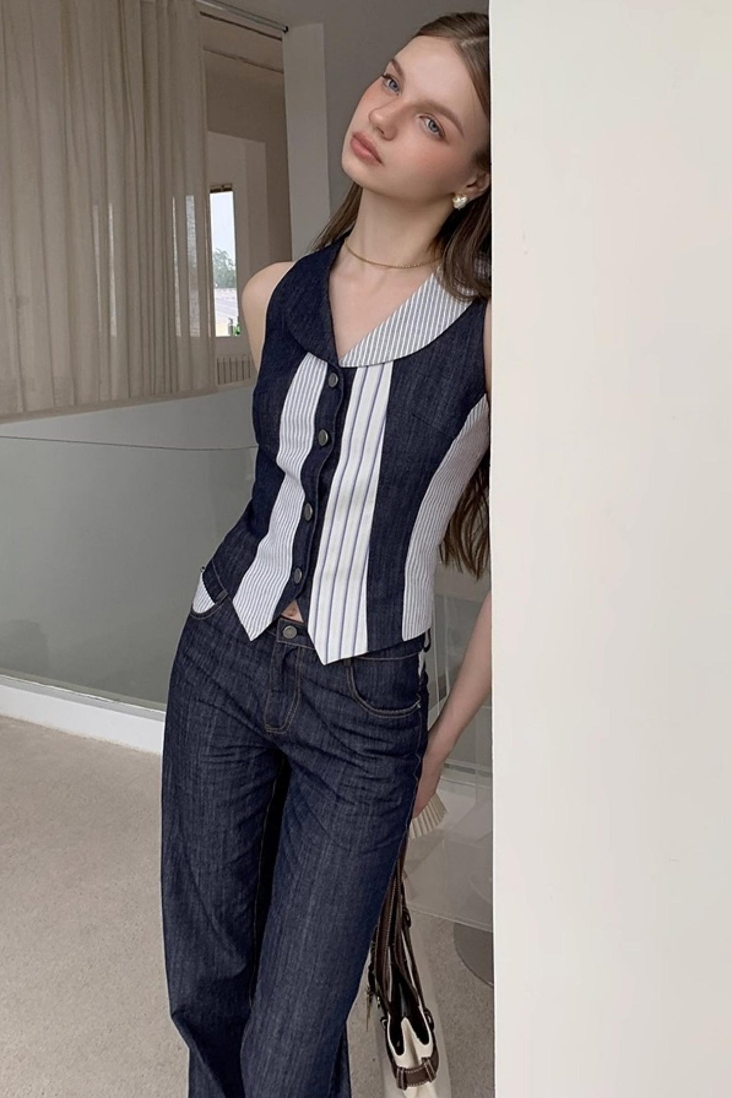 Washed Denim Pants Set-Up