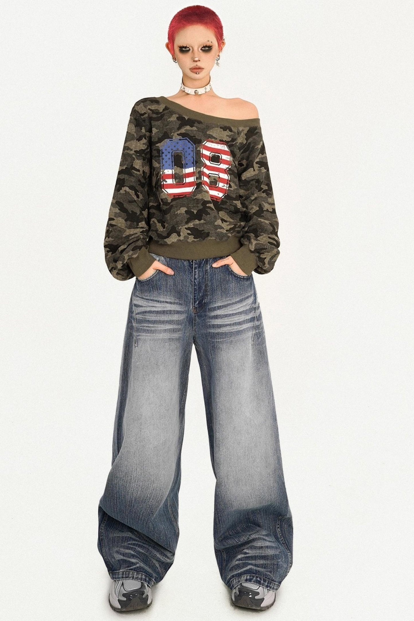American Retro Camouflage Sweatshirt