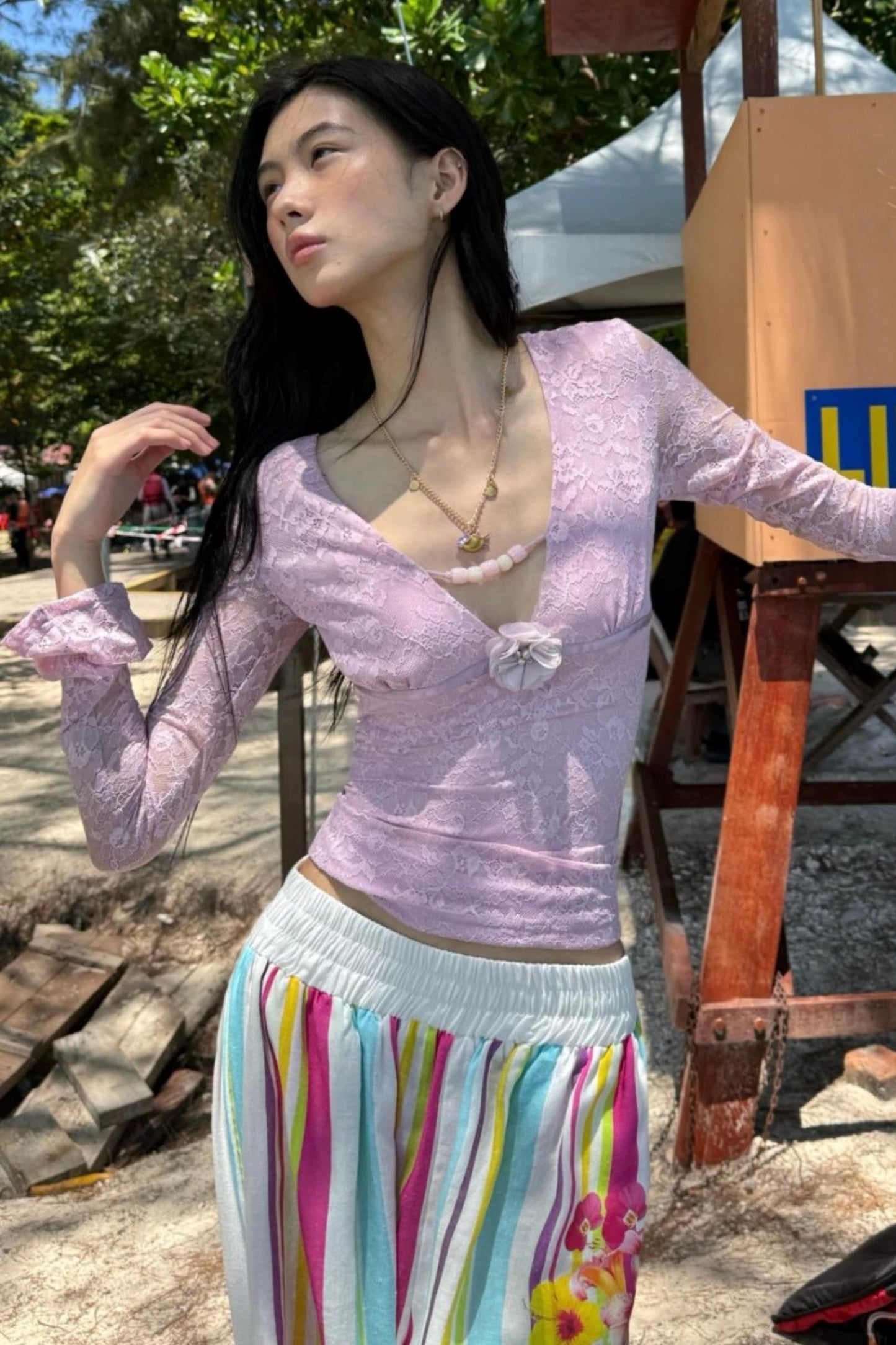 Lilac Beaded Blouse