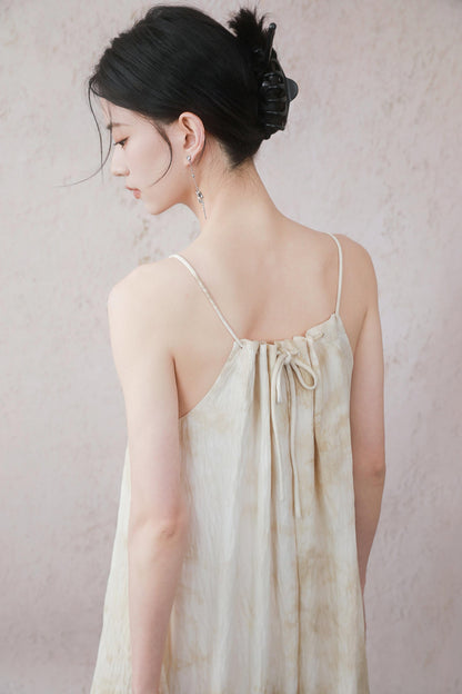 Beige Beaded Camisole Dress