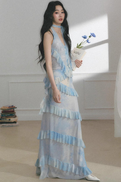 Sea Mint Halter Skirt Set-Up