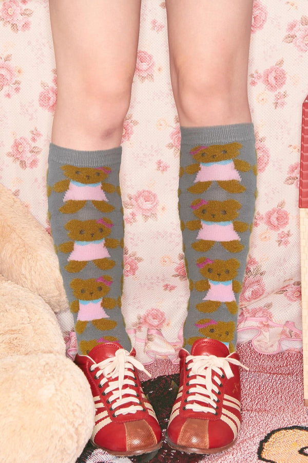 Bear Plush Knitted Socks