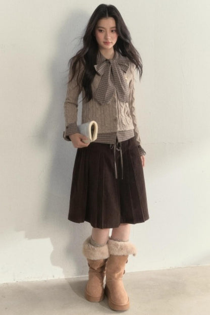 Retro Brown Corduroy Skirt
