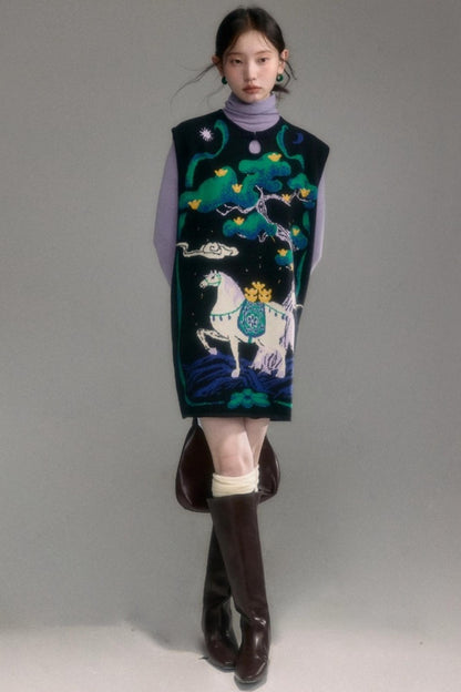 Chinese-Style Knitted Dress Set-Up