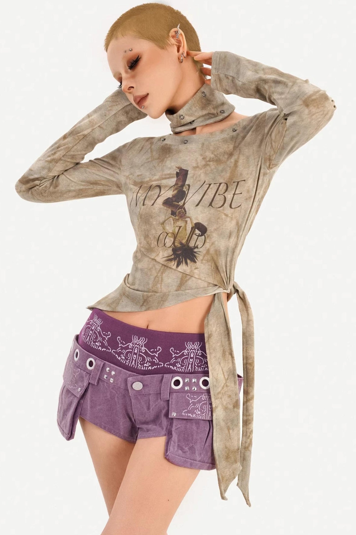 Asymmetrisches Tie-Dye-Oberteil