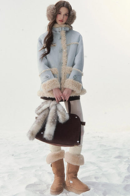 Pink and Blue Reversible Fur Coat