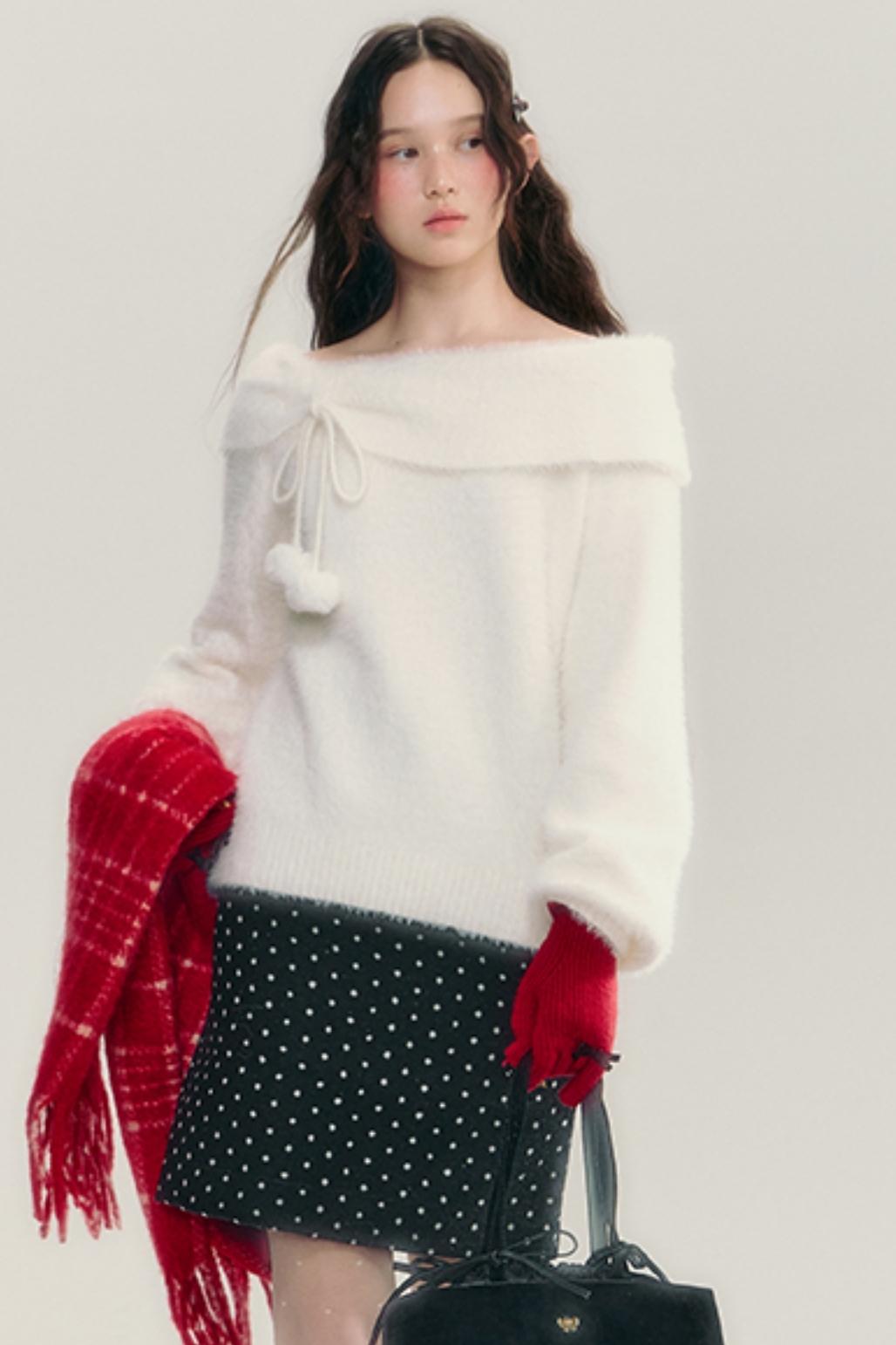 French Soft Knit Bow Sweater