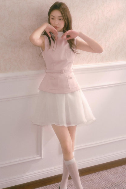 Pink Satin Puffy Daughter Dress