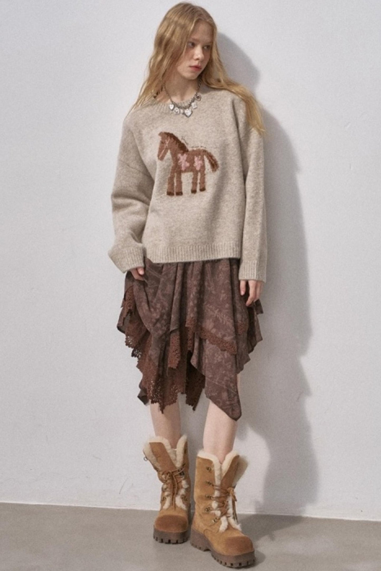 Lace Asymmetrical Layered Skirt