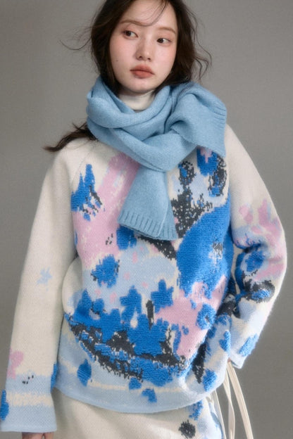Oil Painting Jacquard Wool Sweater Set-Up