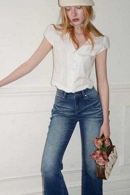 American Retro Distressed Flared Jeans