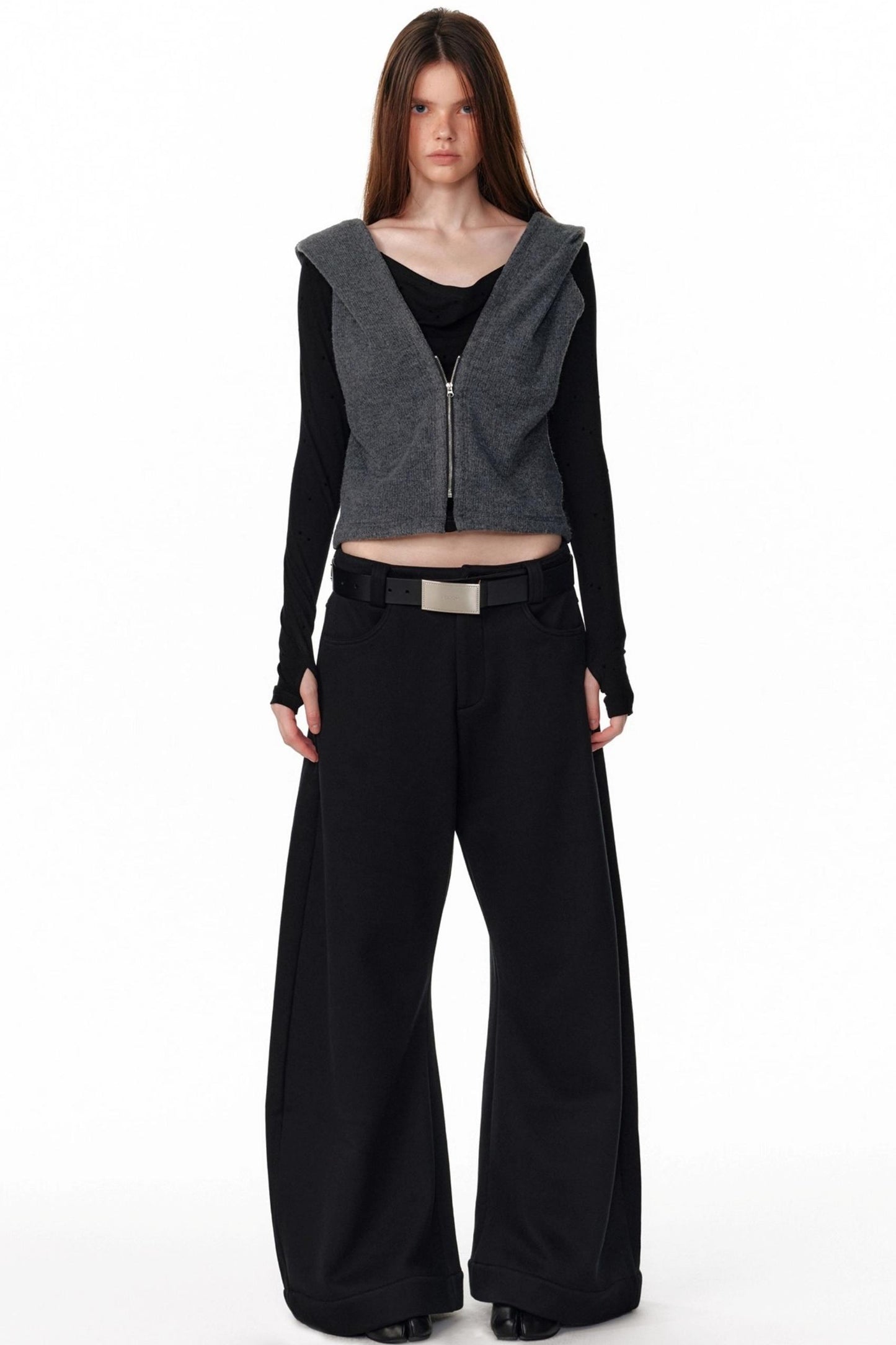 Vintage Hooded Knit Cardigan Top