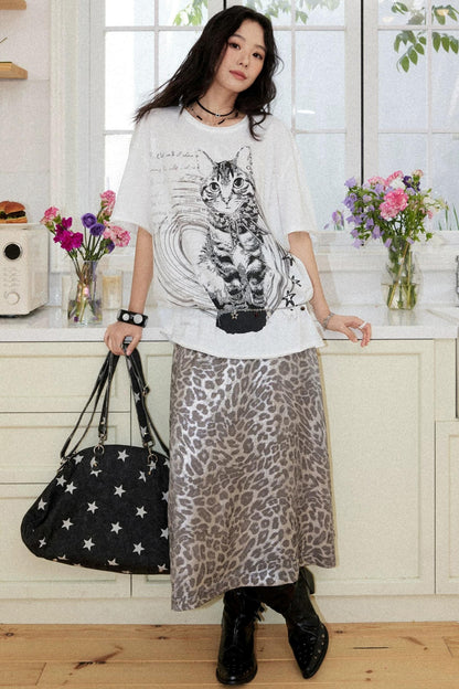 Retro Cat Print Top