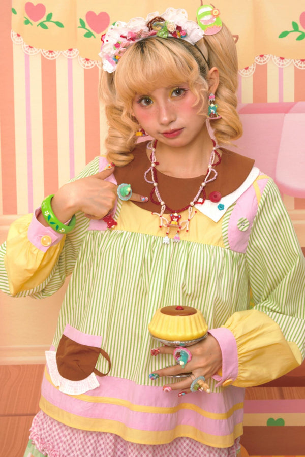 Striped Asymmetrical Collar Baby Shirt