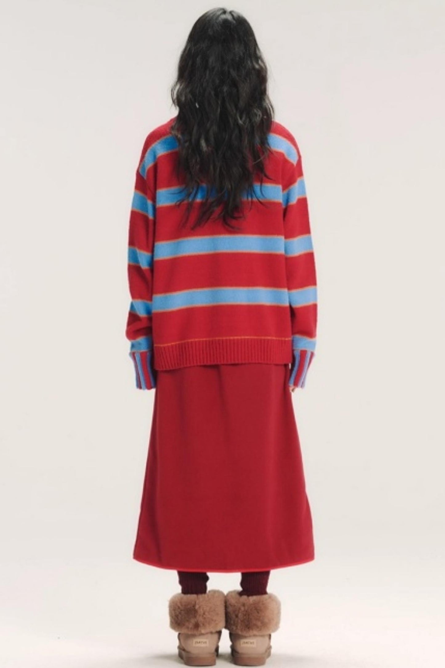 Color-Blocked Wool Striped Sweater