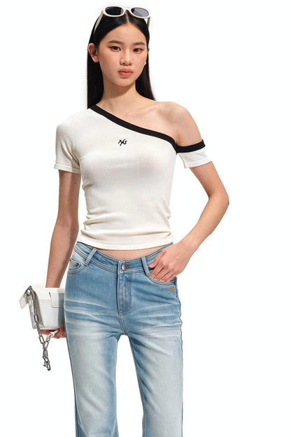 Asymmetrical Ice Linen Top