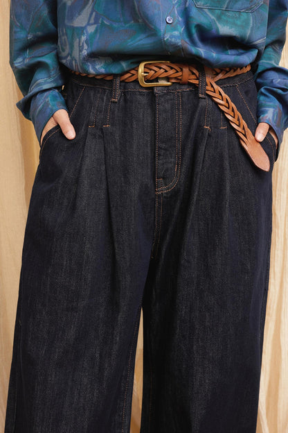 Lazy Breeze Wide-leg Denim Trousers