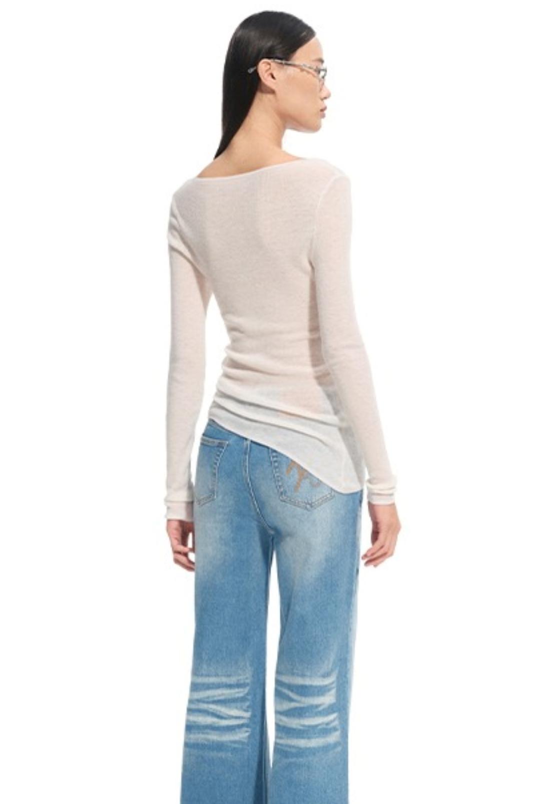 High Neck Long Sleeve Knit Wool Top