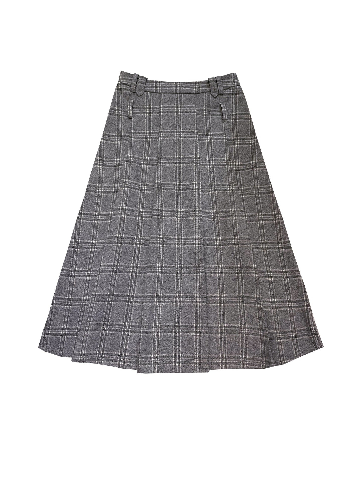 Two-piece Gray Plaid Cotton Jacket Skirt Set