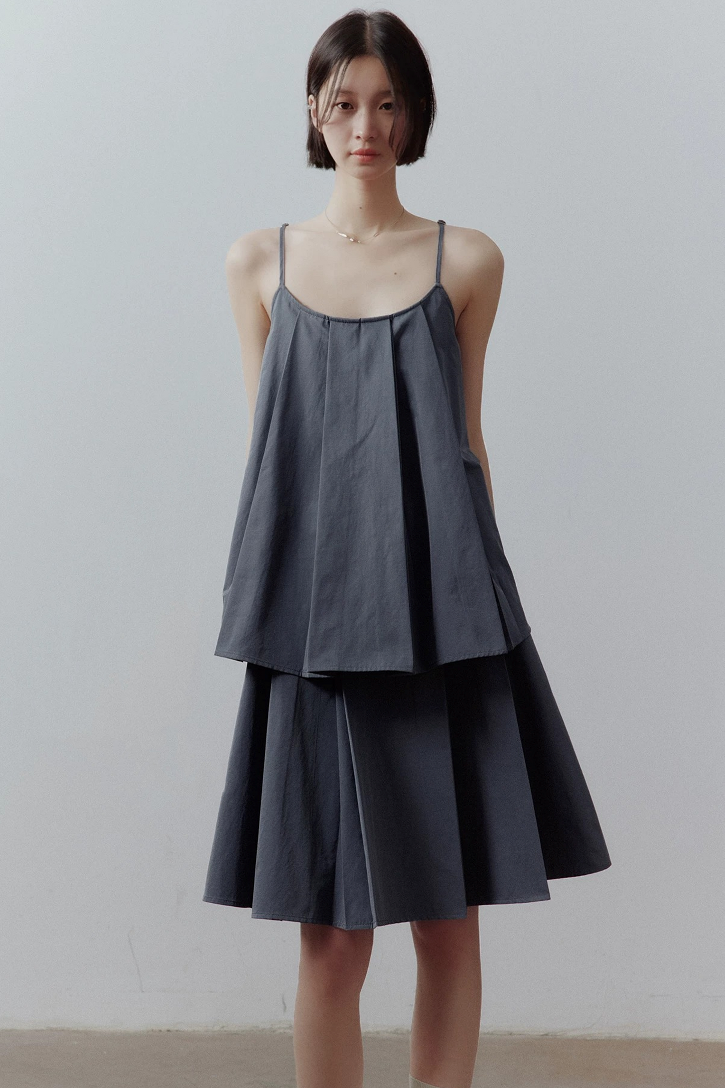 Midnight Blue Pleated Skirt Set-Up